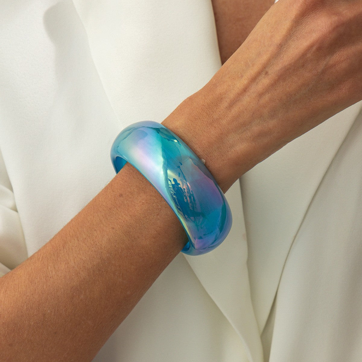 Statement Iridescent Resin Wide Bangle