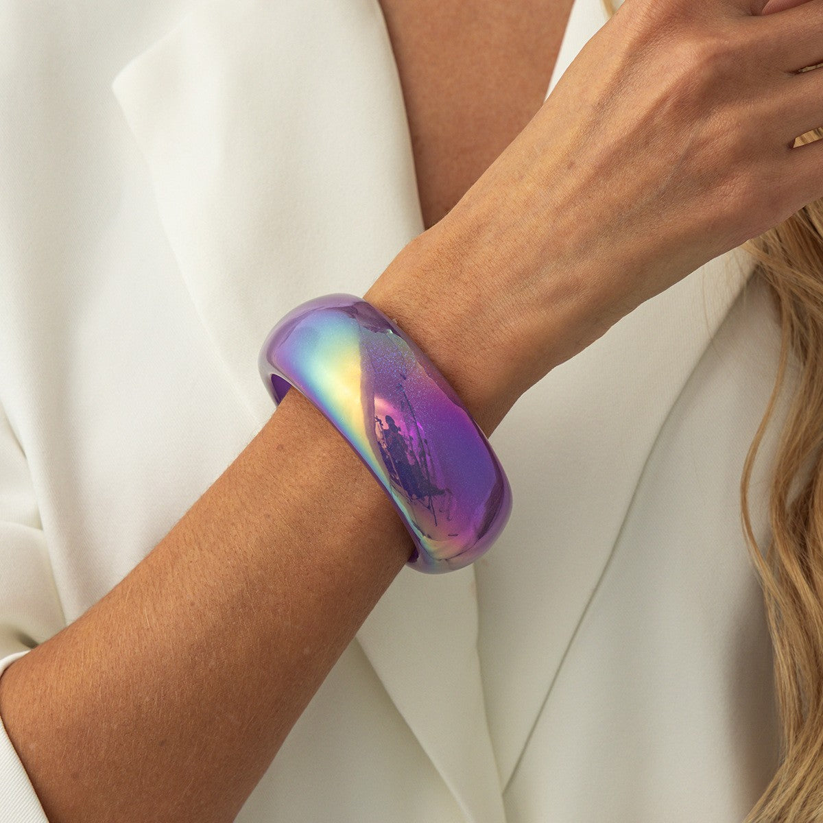 Statement Iridescent Resin Wide Bangle