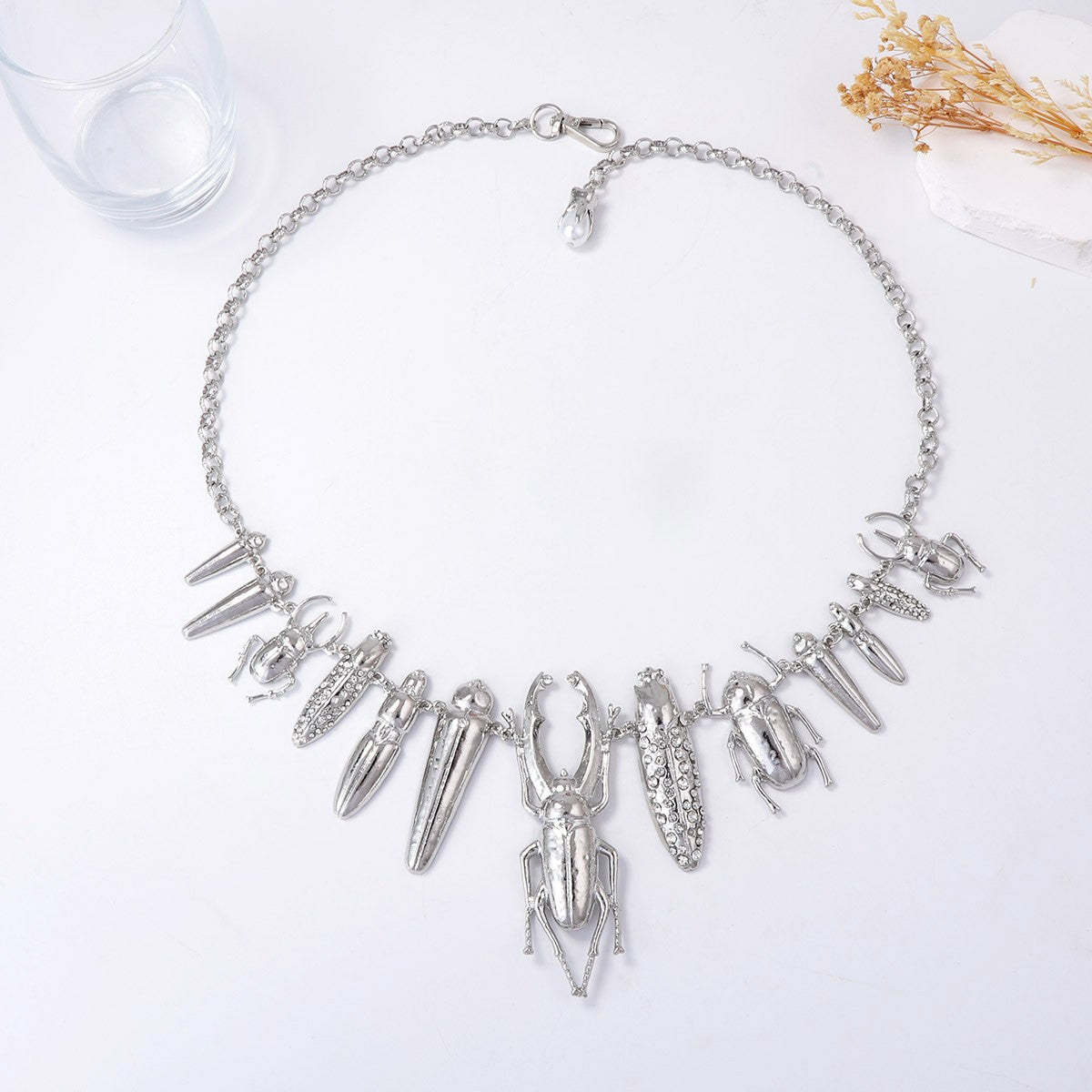 Statement Gold Beetle Insect Necklace