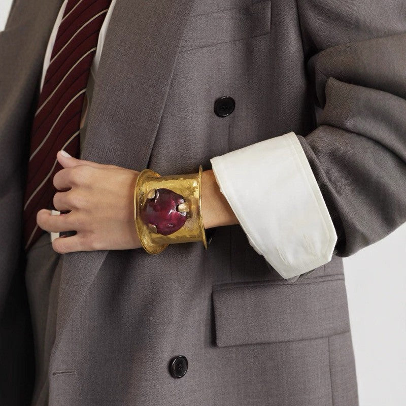 Classy Vintage Ruby Gem Cuff Bracelet
