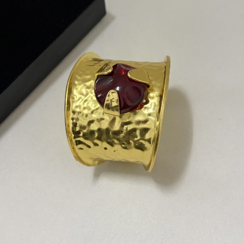 Classy Vintage Ruby Gem Cuff Bracelet