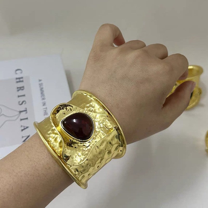 Classy Vintage Ruby Gem Cuff Bracelet