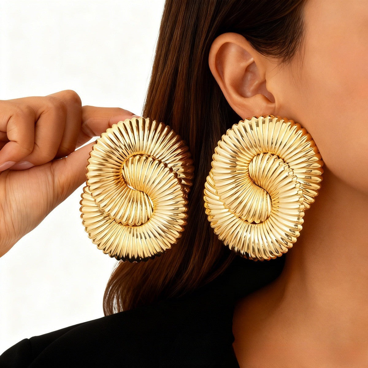 Classy Textured Spiral Statement Earrings