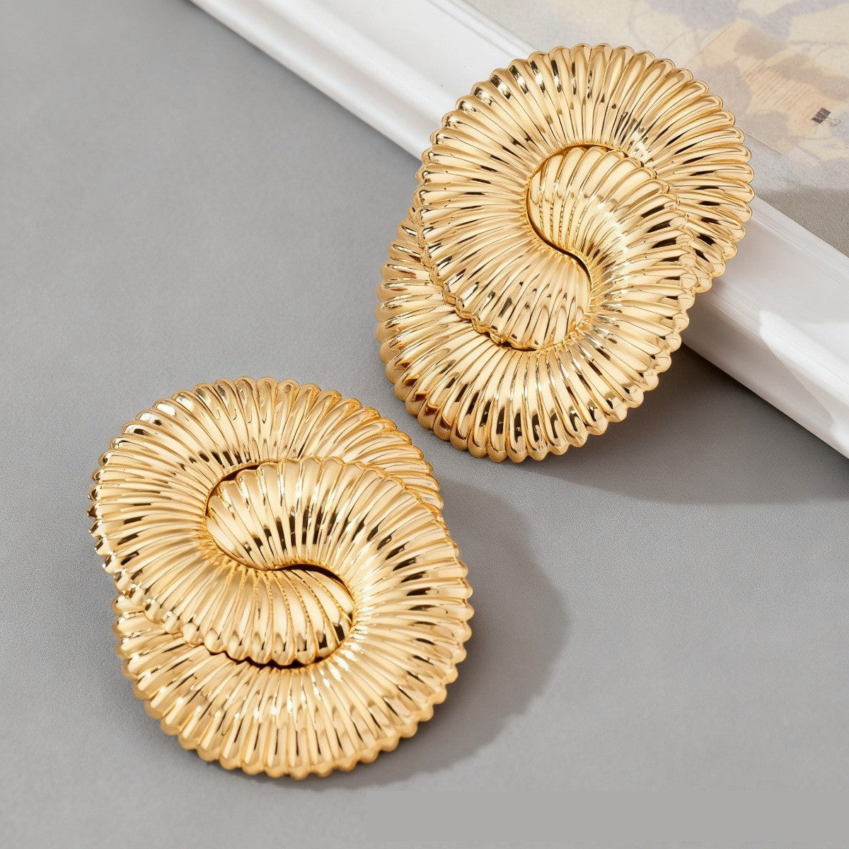 Classy Textured Spiral Statement Earrings
