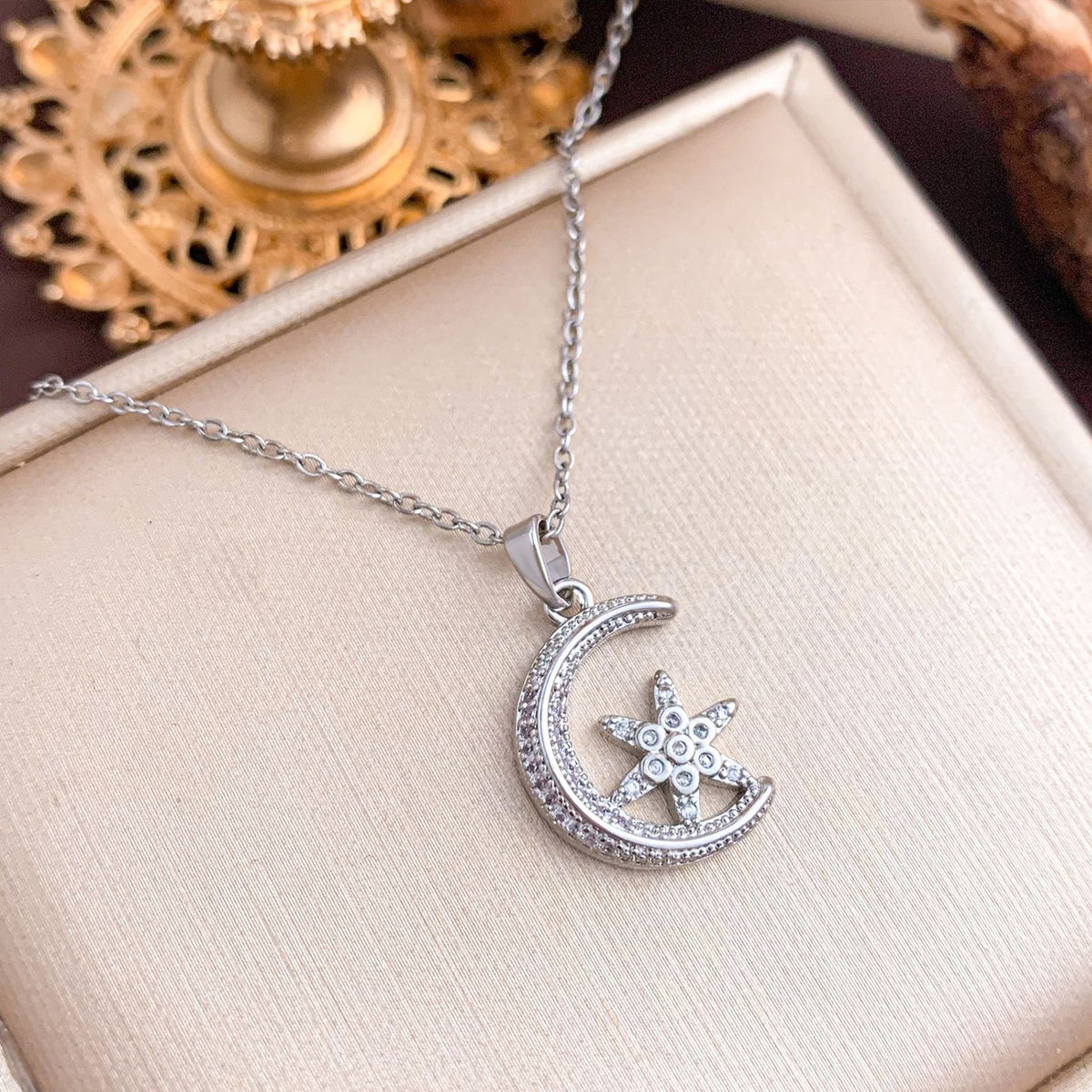 Dainty Moon Star Heart Necklace