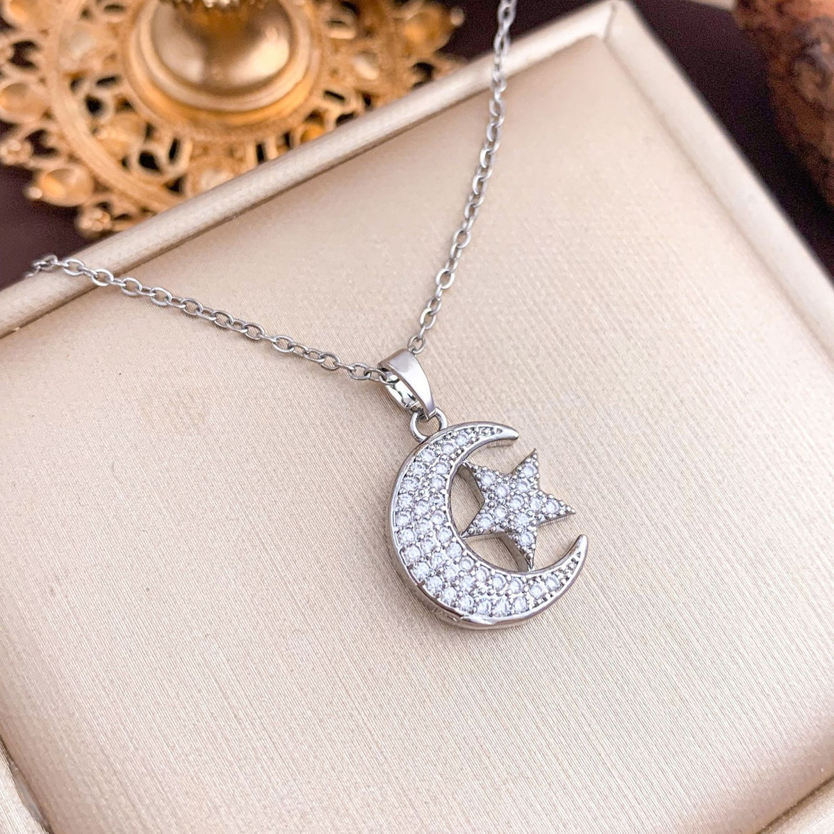 Dainty Moon Star Heart Necklace