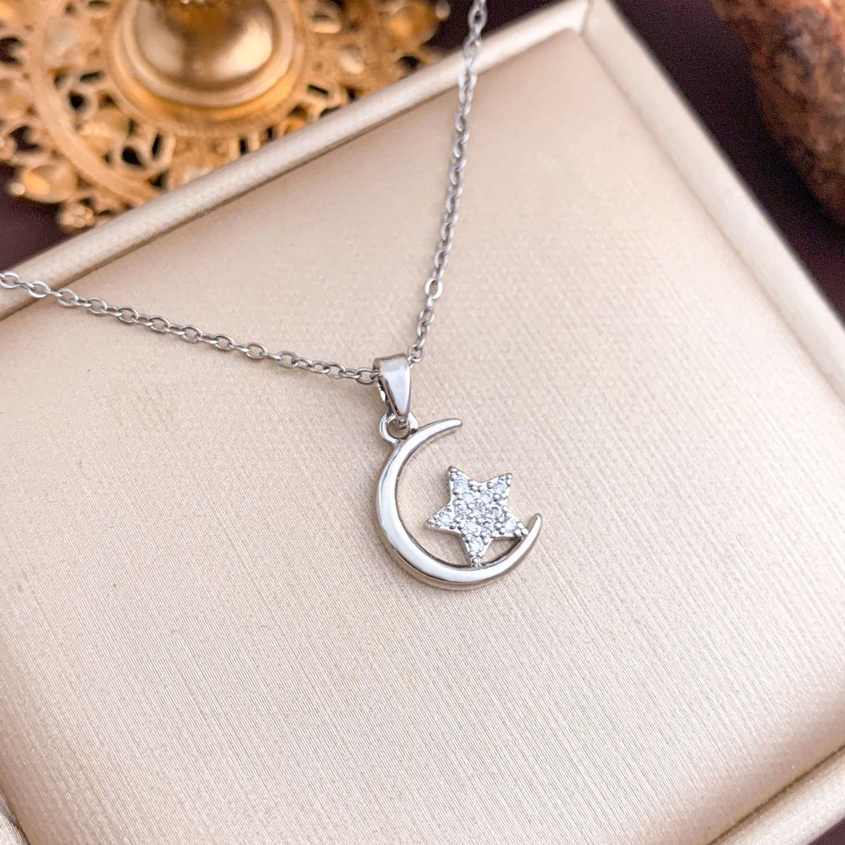 Dainty Moon Star Heart Necklace