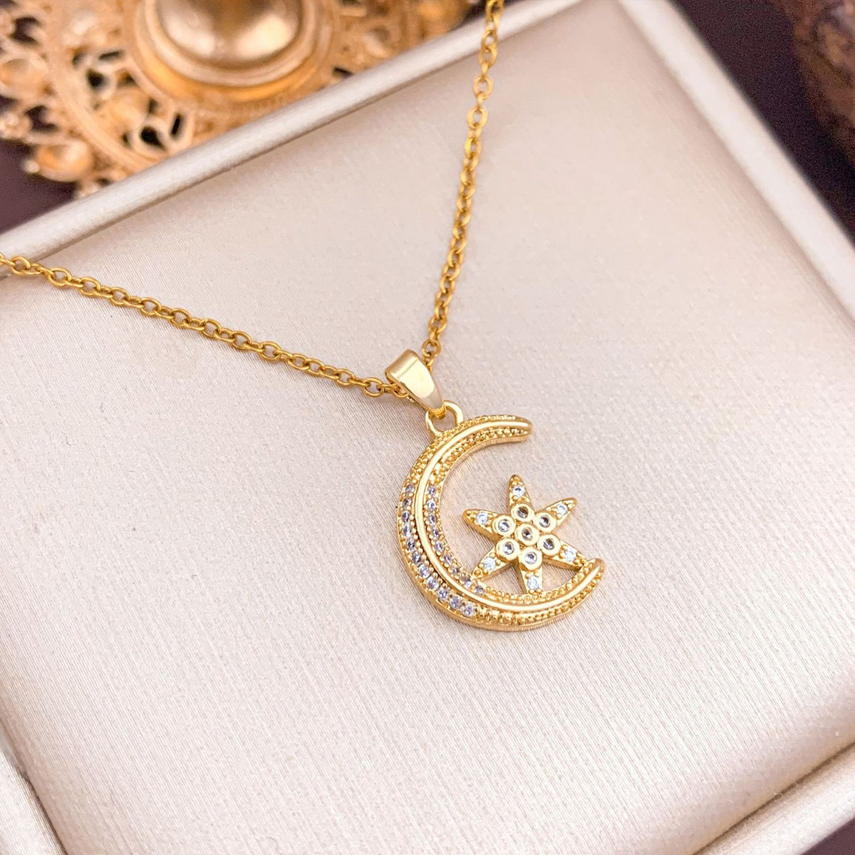 Dainty Moon Star Heart Necklace