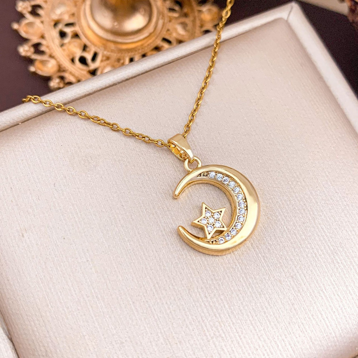 Dainty Moon Star Heart Necklace