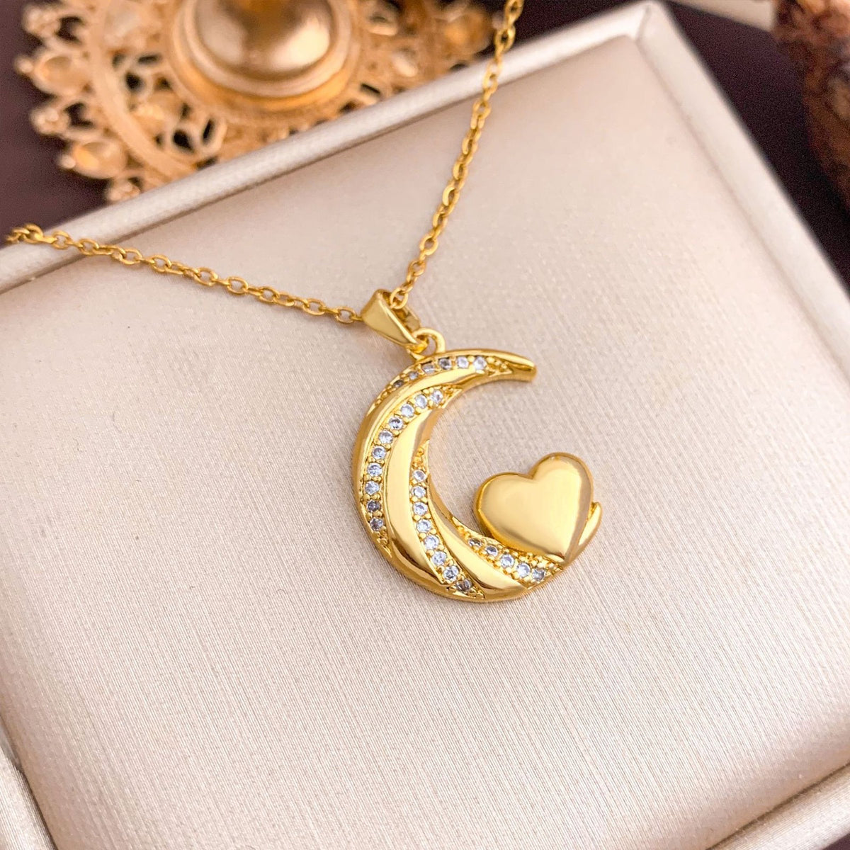 Dainty Moon Star Heart Necklace