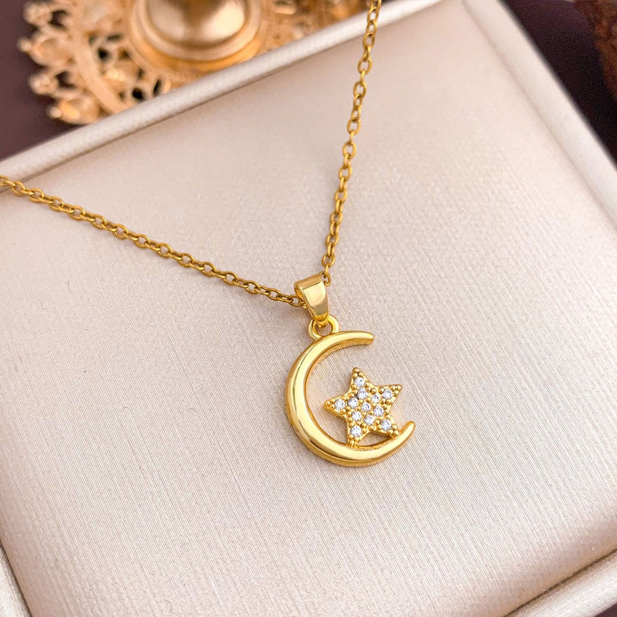 Dainty Moon Star Heart Necklace