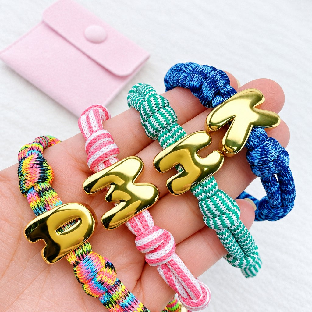 Boho Woven Rope Letter Initial Bracelet