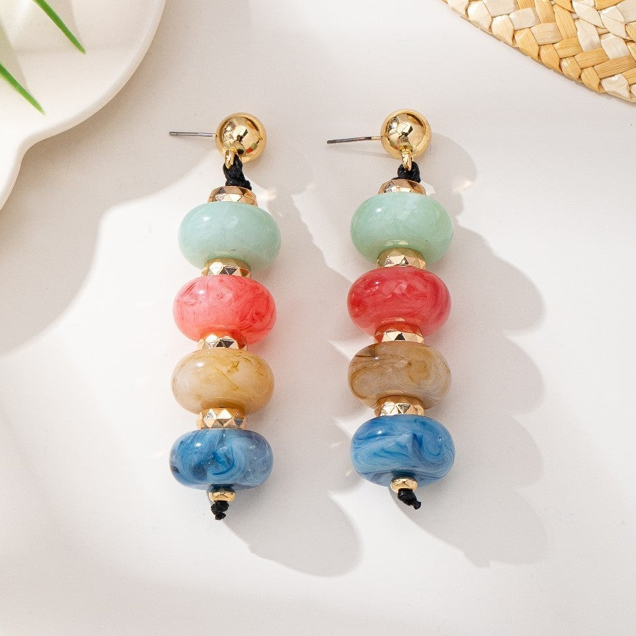 Boho Marbled Acrylic Stack Drop Earrings