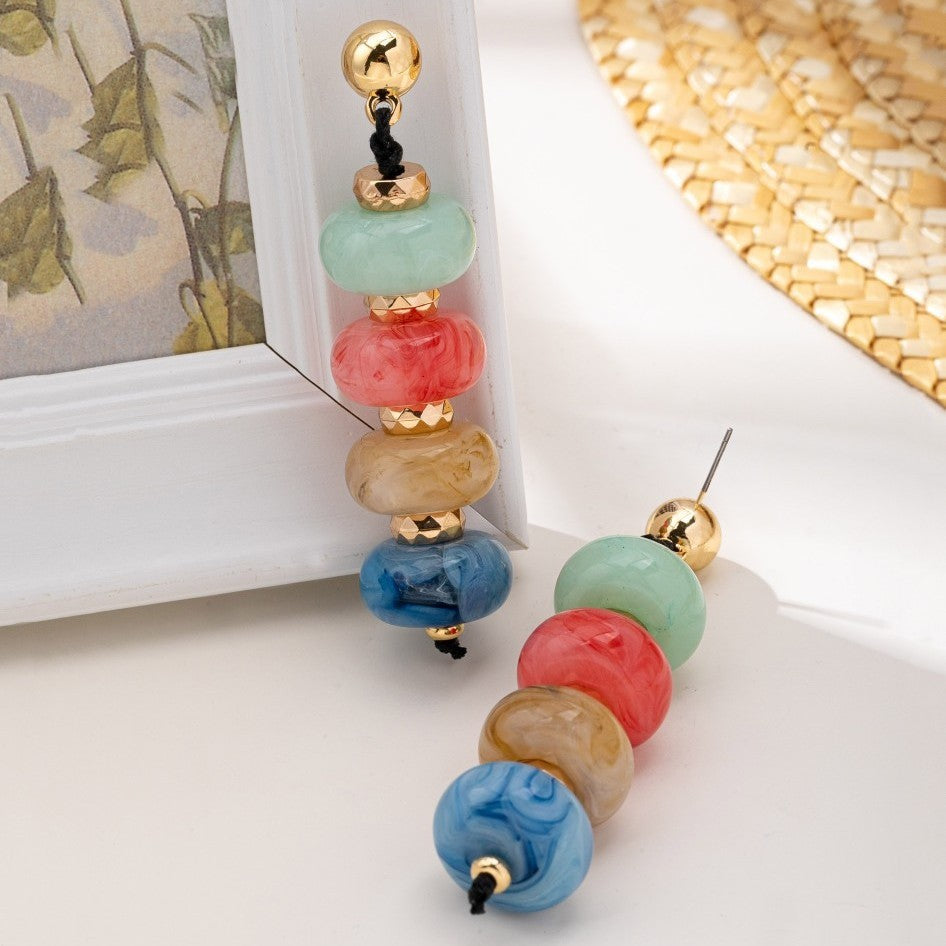 Boho Marbled Acrylic Stack Drop Earrings