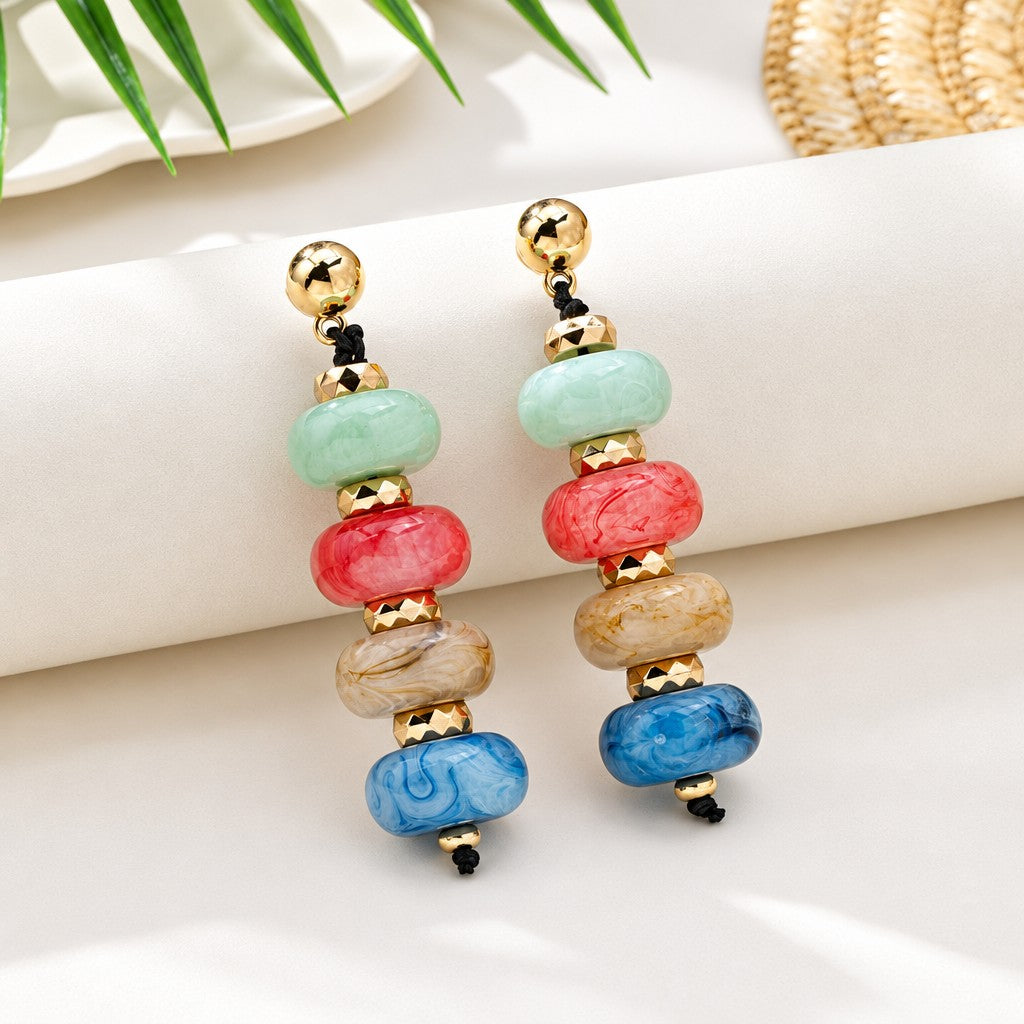 Boho Marbled Acrylic Stack Drop Earrings