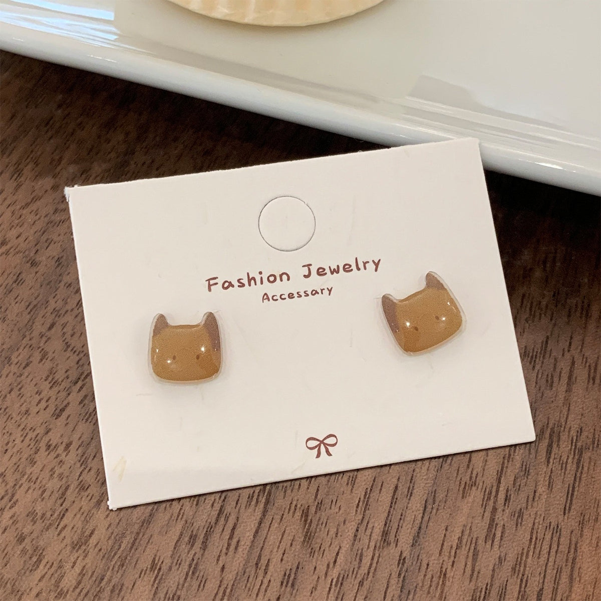 Dainty Pastel Resin Cat Stud Earrings