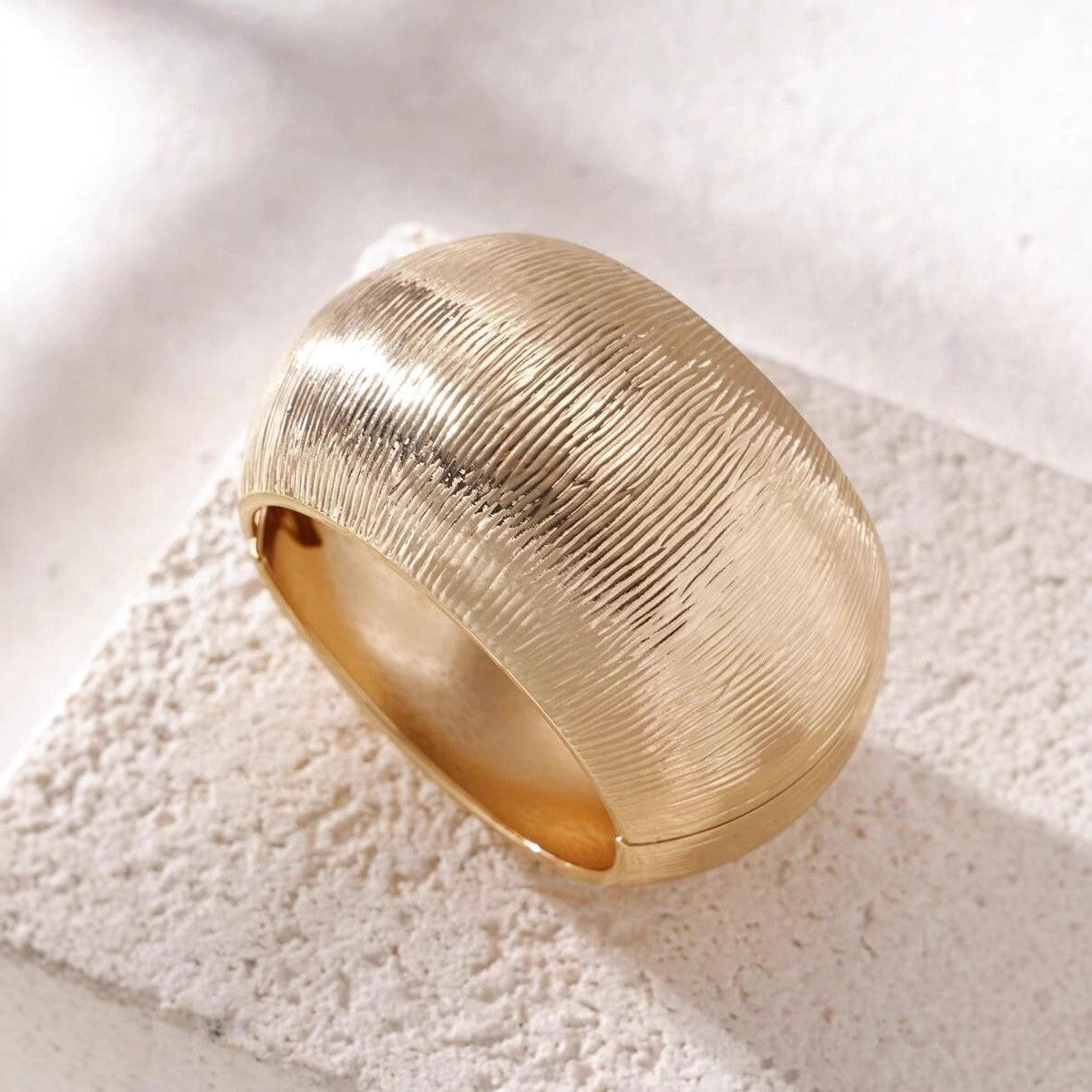 Statement Ribbed Domed Cuff Bracelet