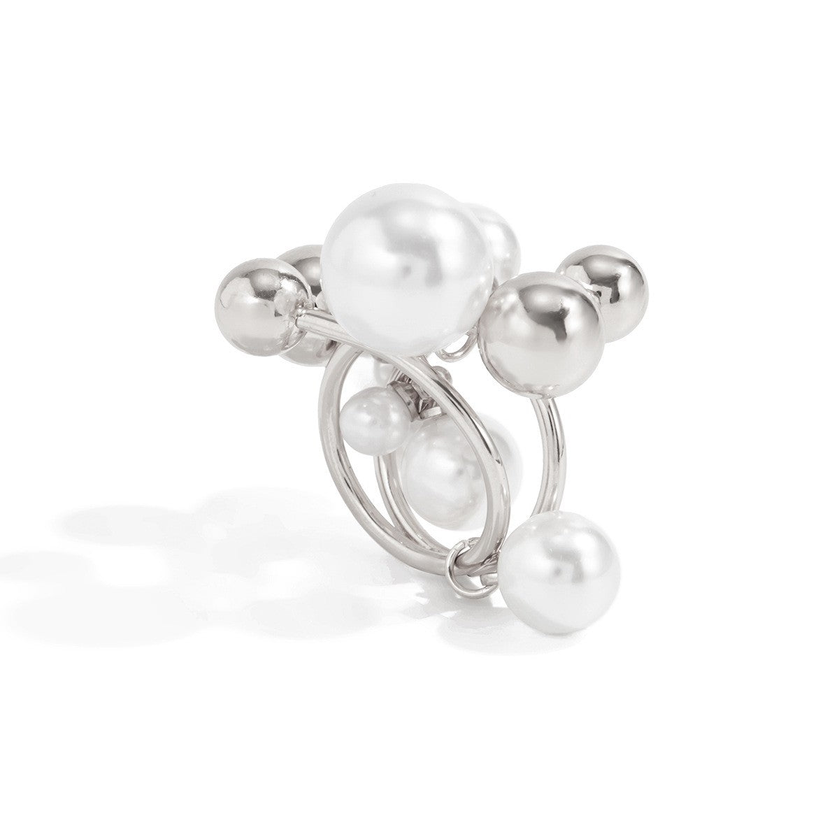 Classy Geometric Faux Pearl Cluster Ring