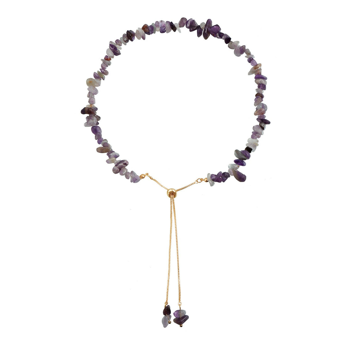 Classy Purple Stone Lariat Necklace & Earring Set