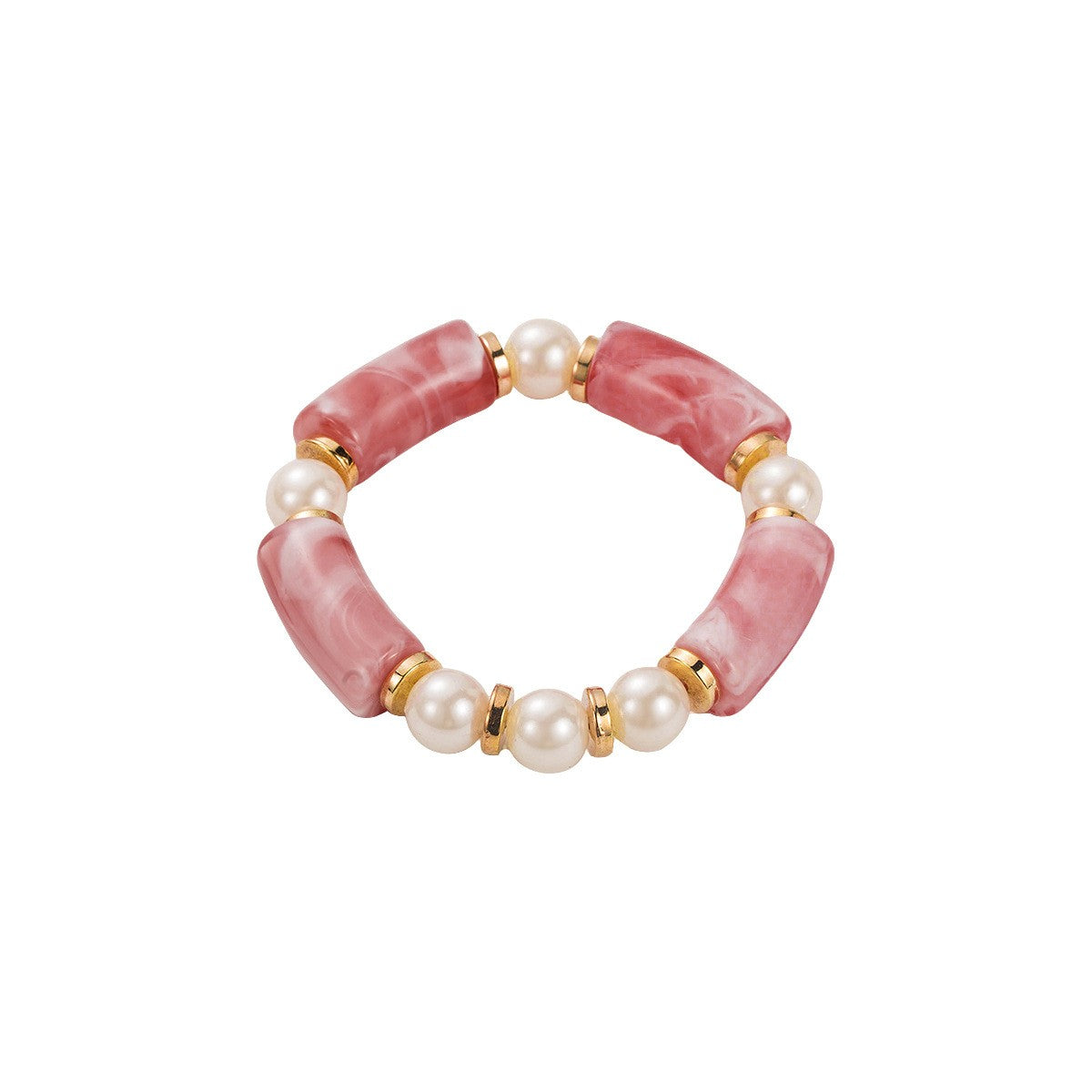 Boho Marbled Resin & Pearl Stretch Bracelet Set