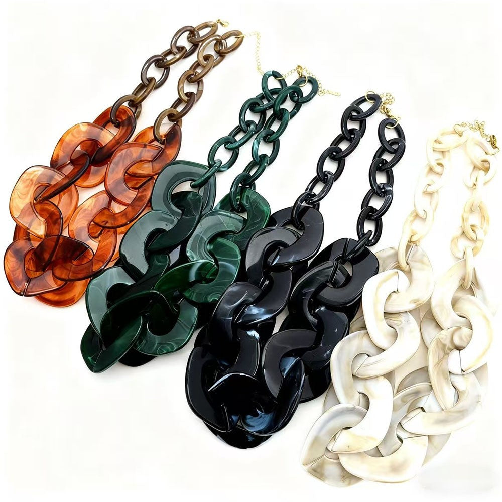 Vintage Inspired Chunky Acrylic Link Necklace
