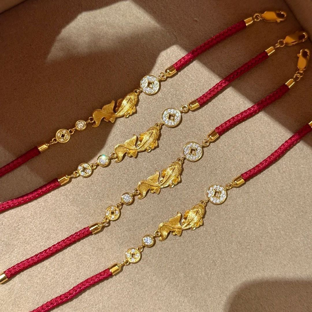 Vintage Koi Fish Pearl Bracelet Set