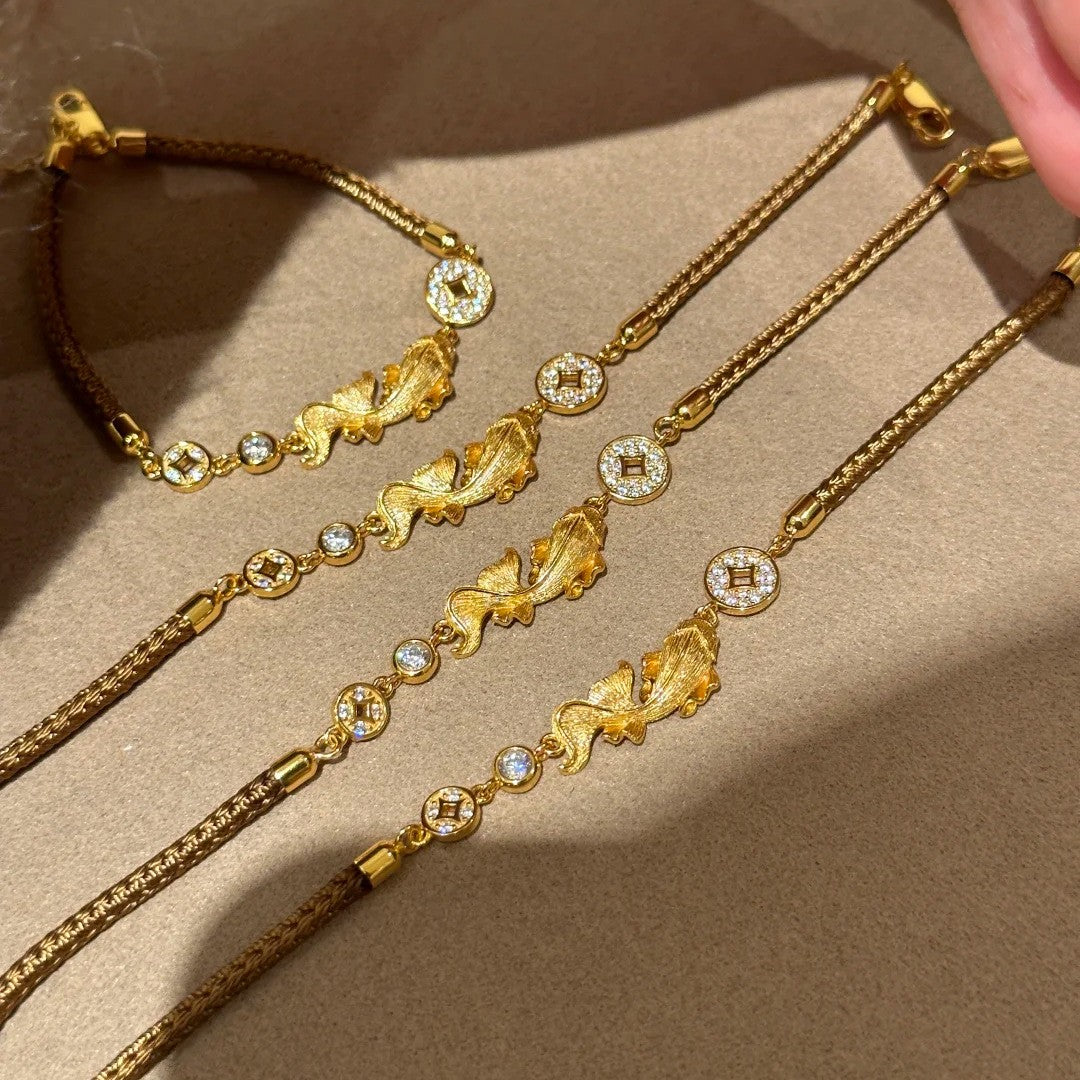 Vintage Koi Fish Pearl Bracelet Set