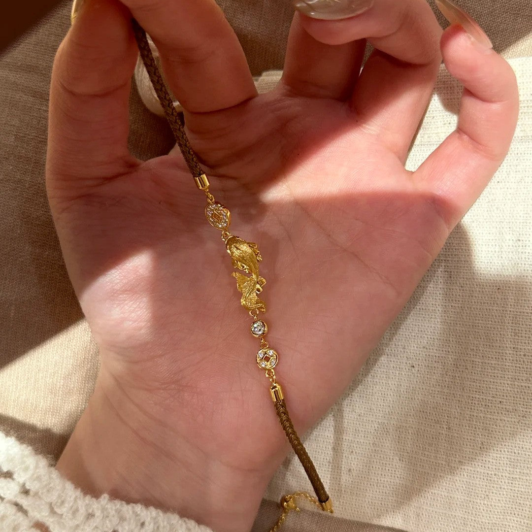 Vintage Koi Fish Pearl Bracelet Set