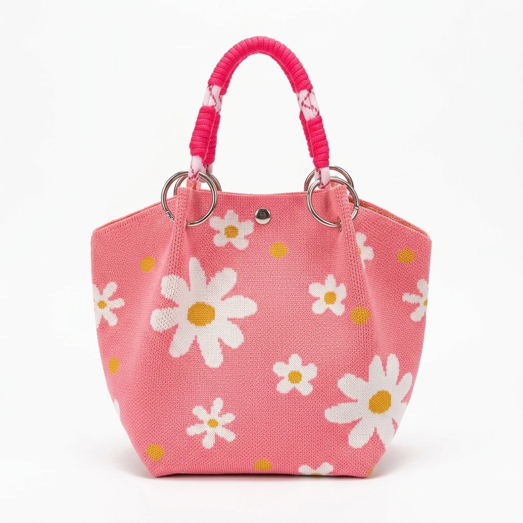 Knit Magnetic Clasp Bucket Bag