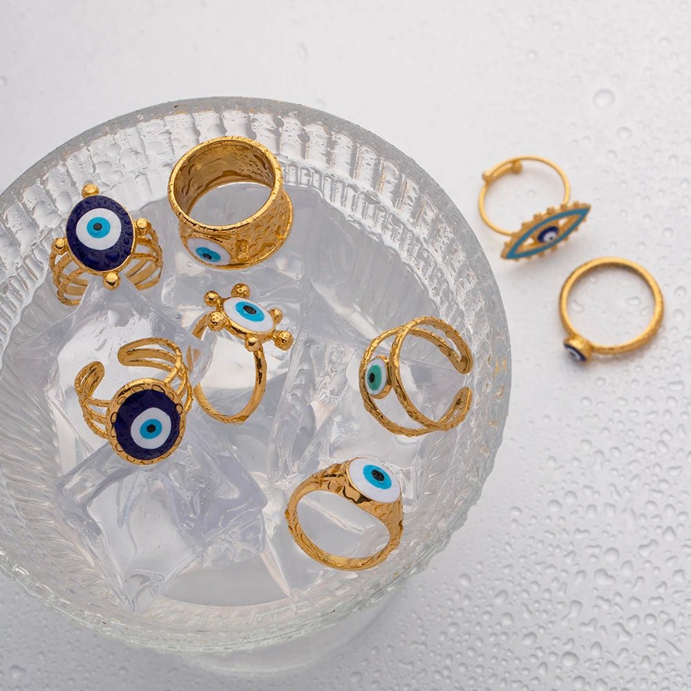 18k Bohemian Evil Eye Rings - Veinci