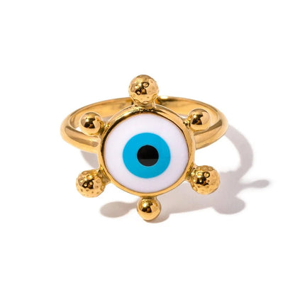 18k Bohemian Evil Eye Rings - Veinci