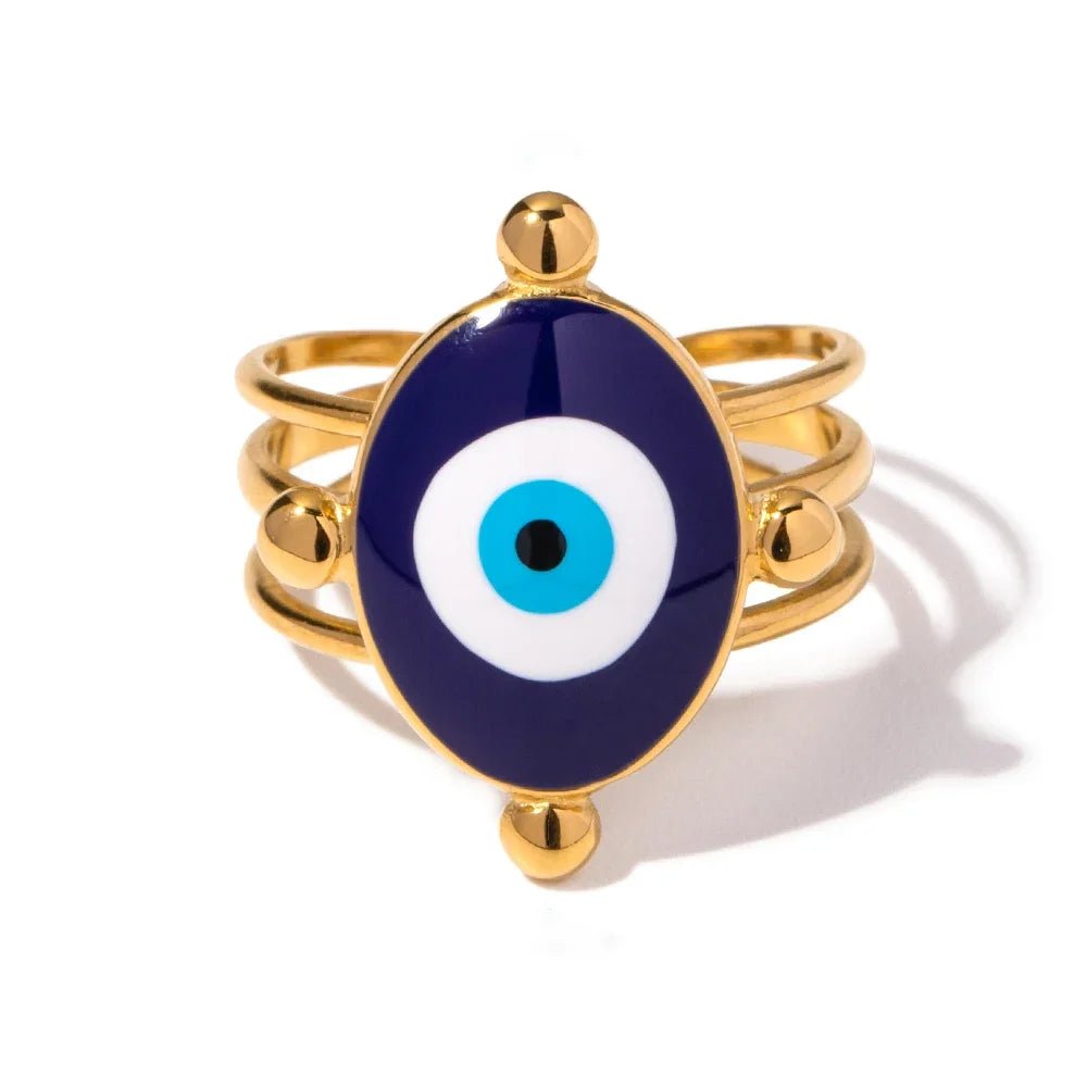 18k Bohemian Evil Eye Rings - Veinci