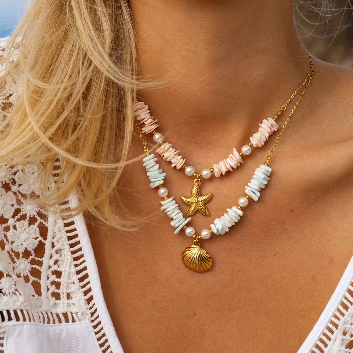 18k Boho Oceanic Sea Shell Necklaces - Veinci