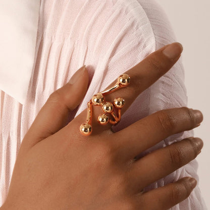 18k Bold Layered Ball Wrap Ring - Veinci