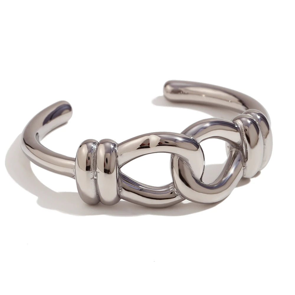 18k Chunky Buckle Open Bangle Bracelet - Veinci