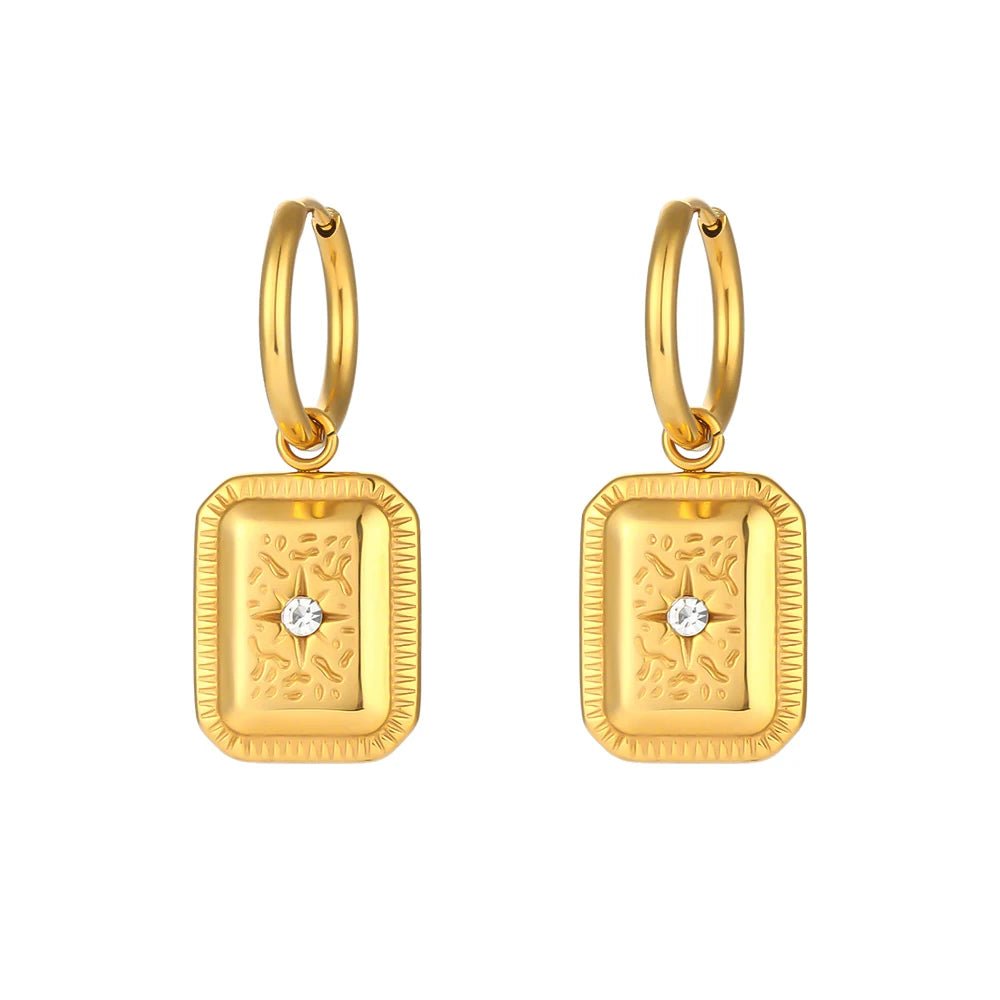 18k Cuban North Star Tarot Necklace and Earring Set - Veinci