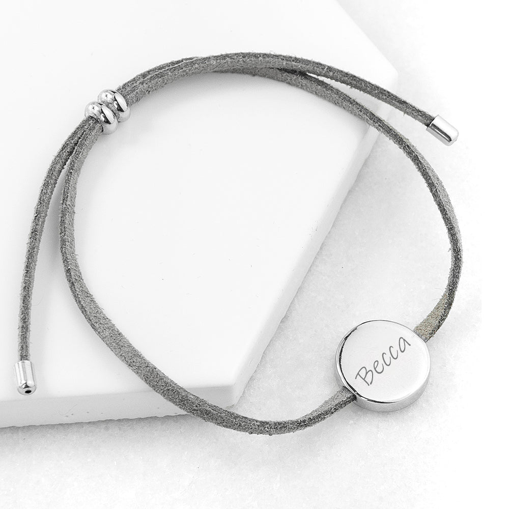 18k Custom Suede Circle Name Bracelet - Veinci