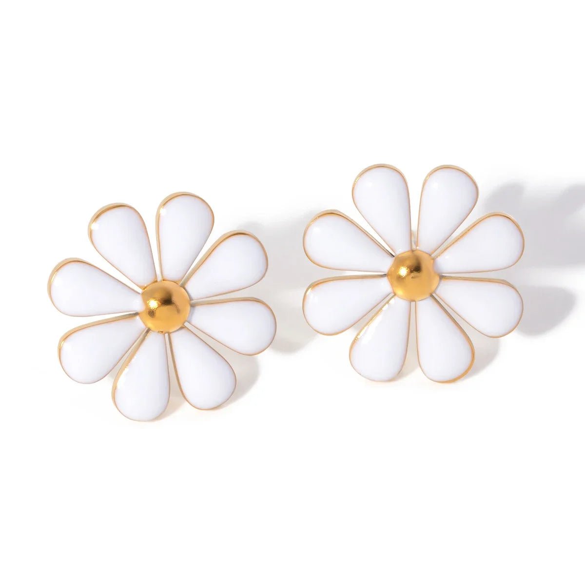 18k Dainty Daisy Floral Earrings - Veinci