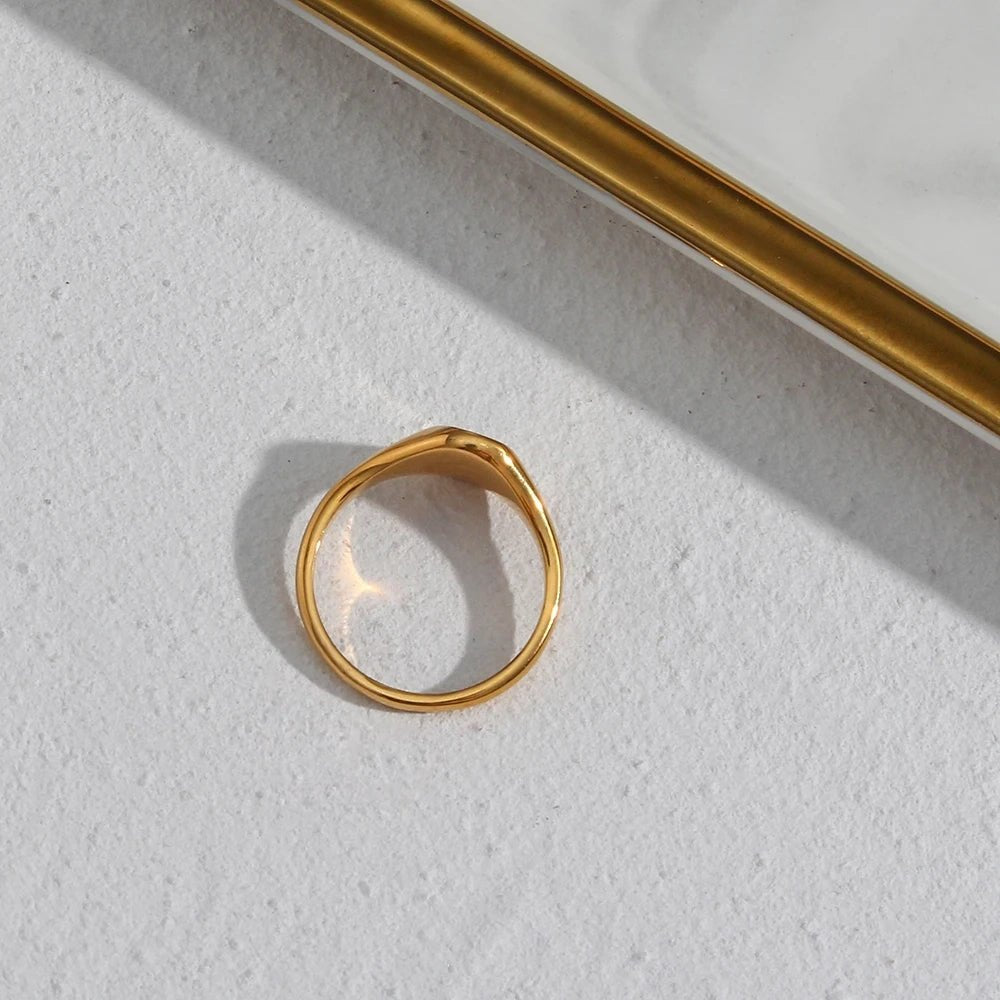 18k Dainty Floral Signet Rings - Veinci