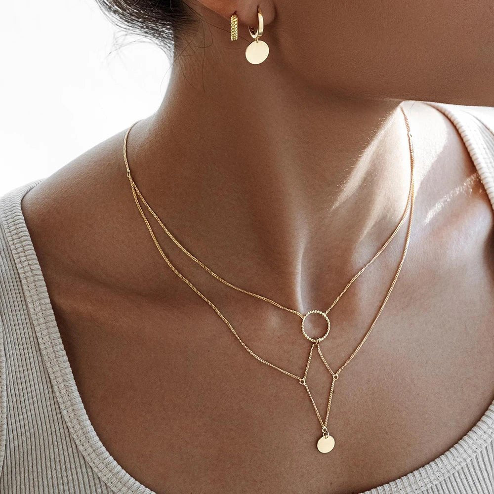 18k Dainty Layered Constellation Necklace - Veinci