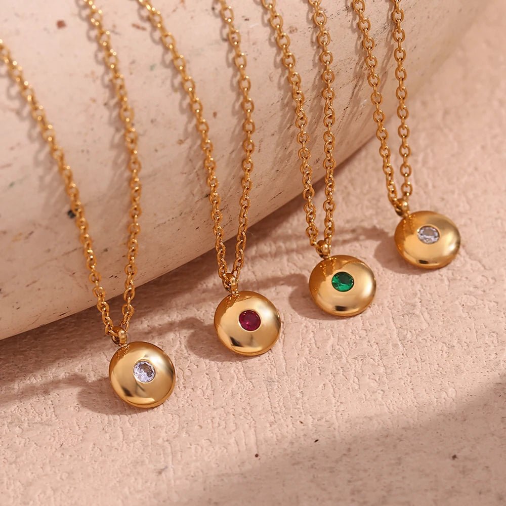 18k Dainty Minimal Birthstone Necklace - Veinci