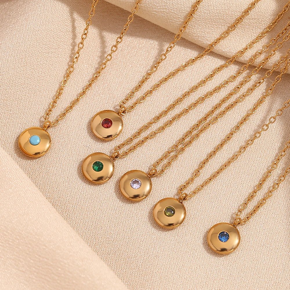 18k Dainty Minimal Birthstone Necklace - Veinci