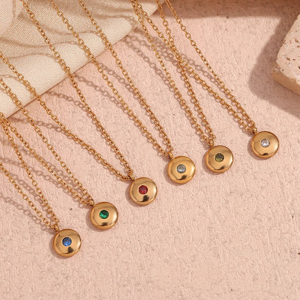 18k Dainty Minimal Birthstone Necklace - Veinci