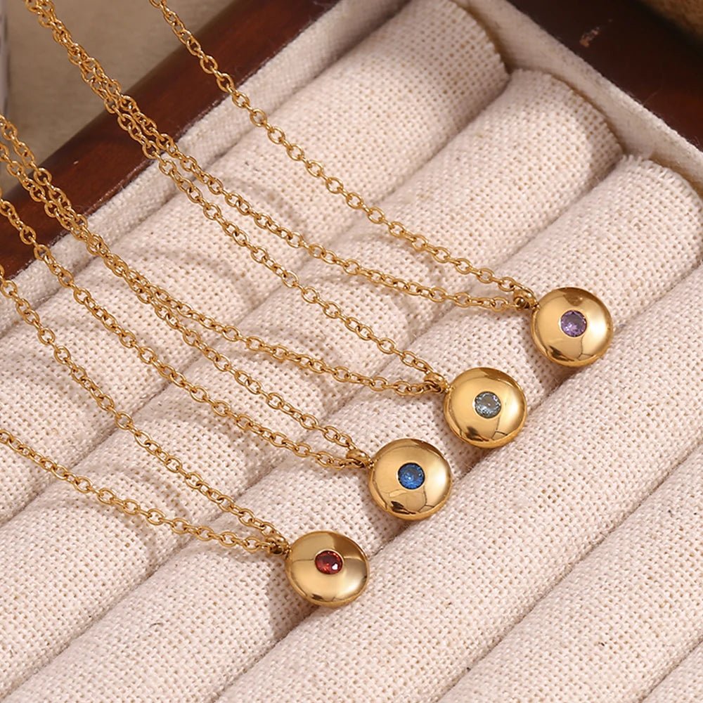 18k Dainty Minimal Birthstone Necklace - Veinci