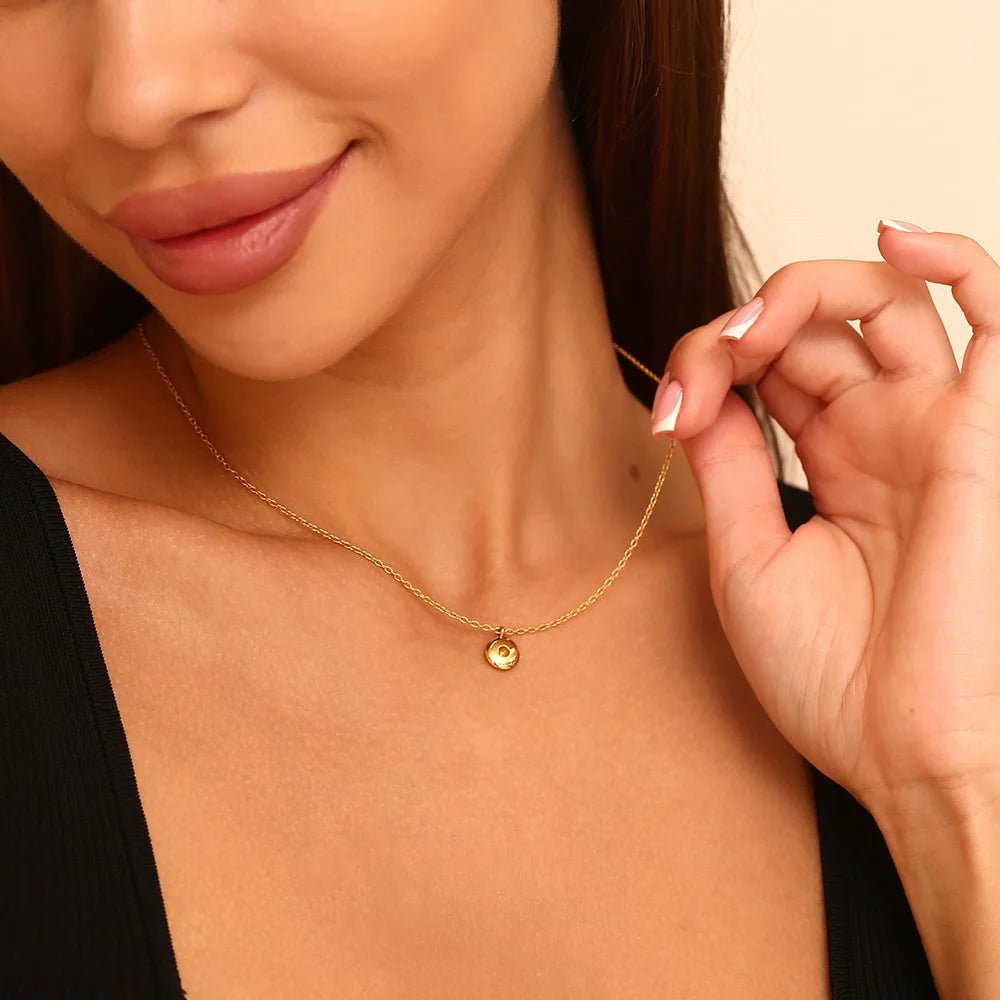 18k Dainty Minimal Birthstone Necklace - Veinci