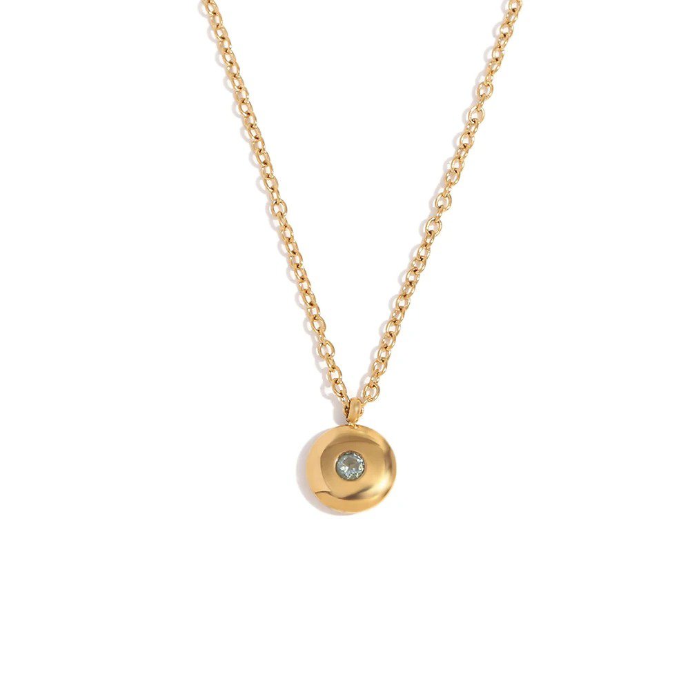 18k Dainty Minimal Birthstone Necklace - Veinci