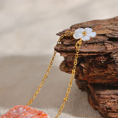 18k Dainty White Floral Necklace - Veinci