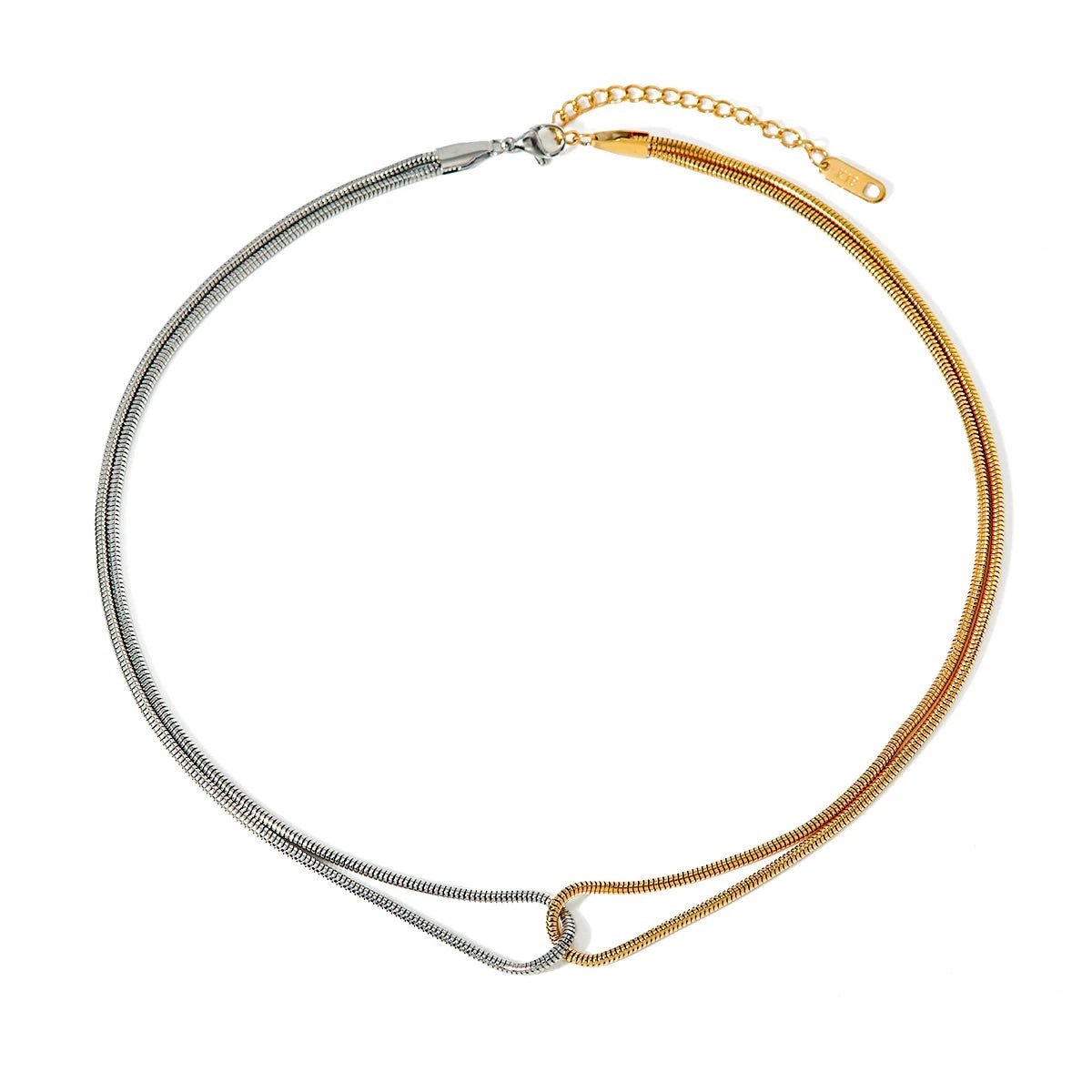 18k Dual Loop Box Chain Necklace - Veinci