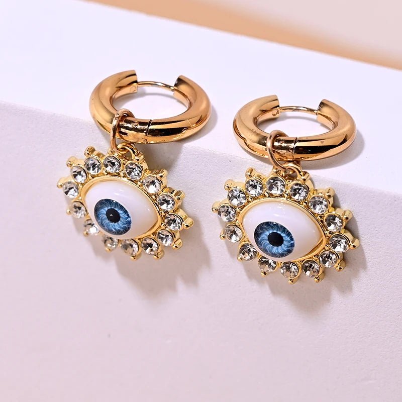 18k Evil Eye Diamond Earrings - Veinci