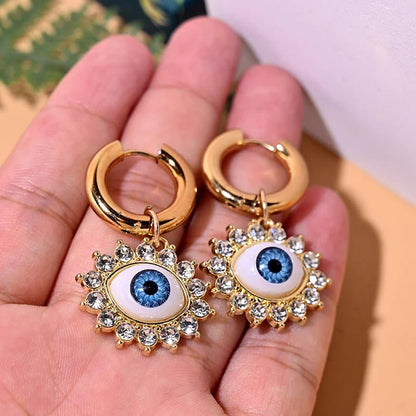 18k Evil Eye Diamond Earrings - Veinci